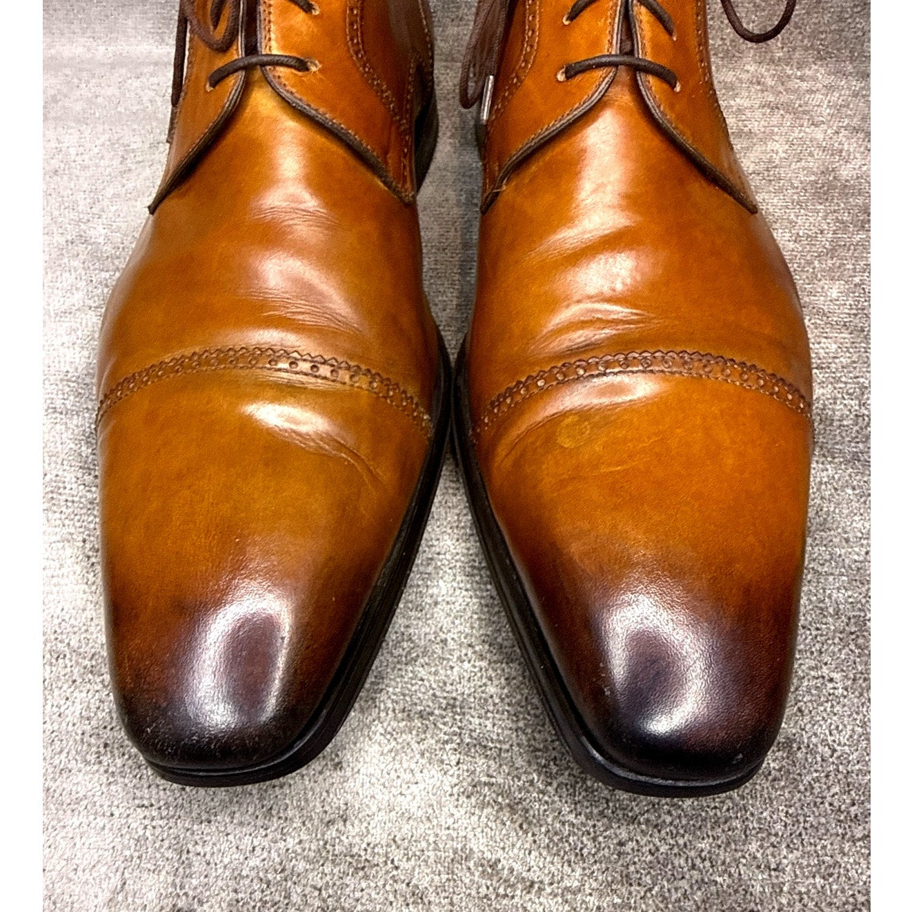 Magnanni 12070 Brown Cap Toe Derby Calf Leather 12M Rubber Sole Spain