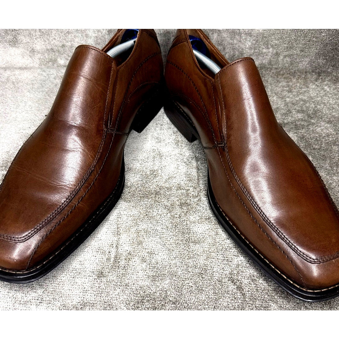 Johnston & Murphy Brown Leather Loafer Square Toe Slip On Mens 11M