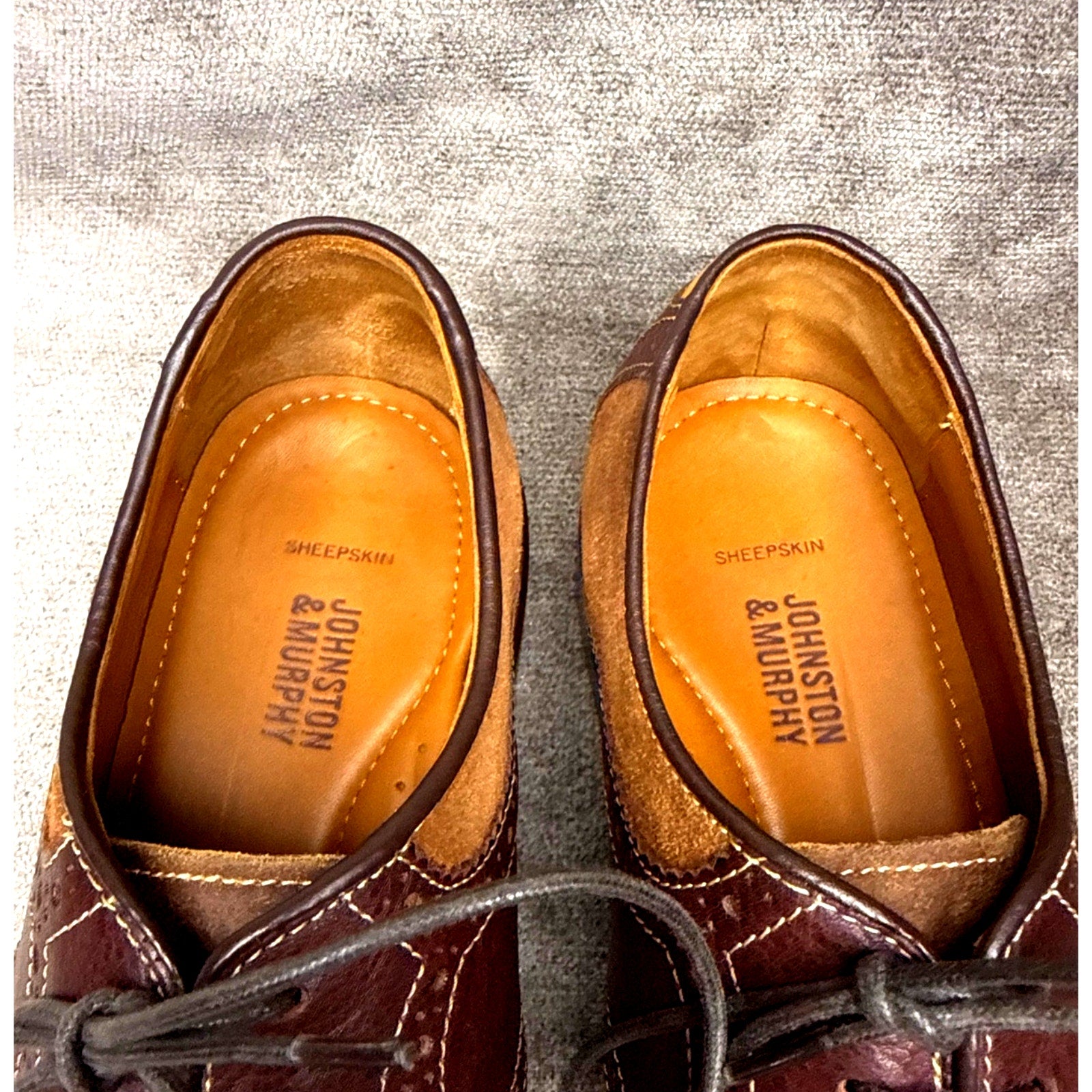 Johnston & Murphy Suede Saddle Oxford Brown 10M Rubber Sole