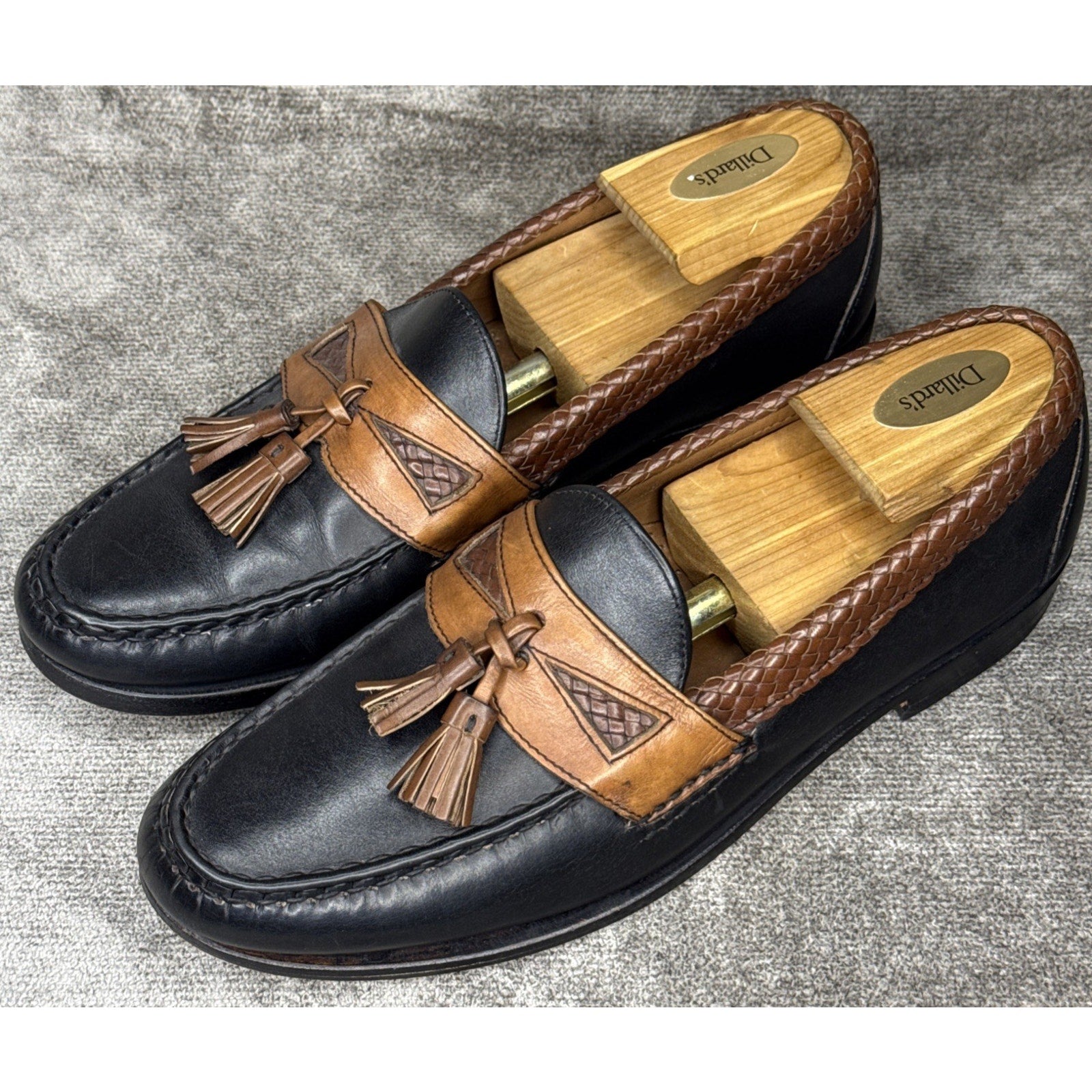 Allen Edmonds Maxfield Tassel Loafer Black / Tan 10.5B Leather