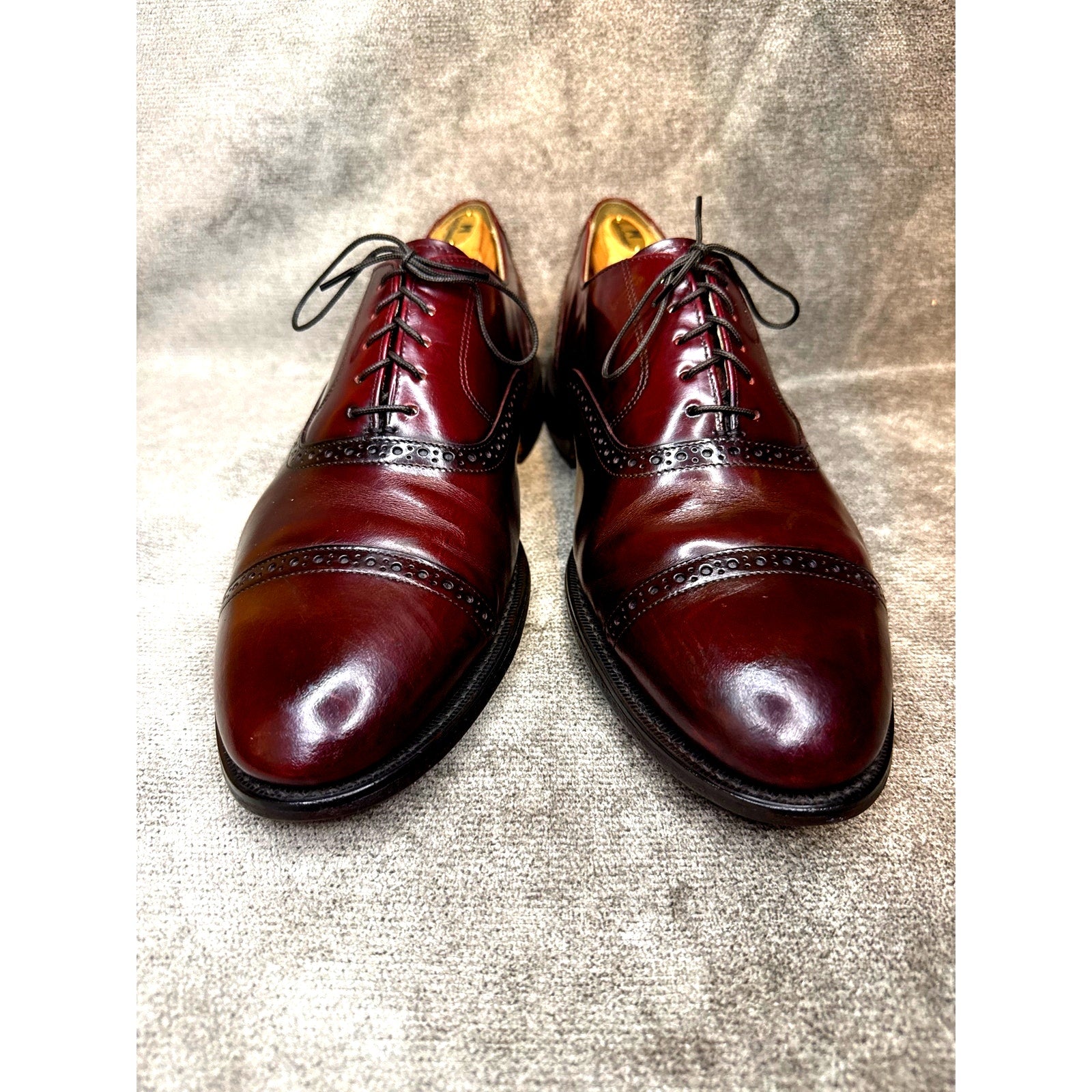 Bostonian Made in USA Burgundy Brogue Oxford 12 D/B Leather Sole