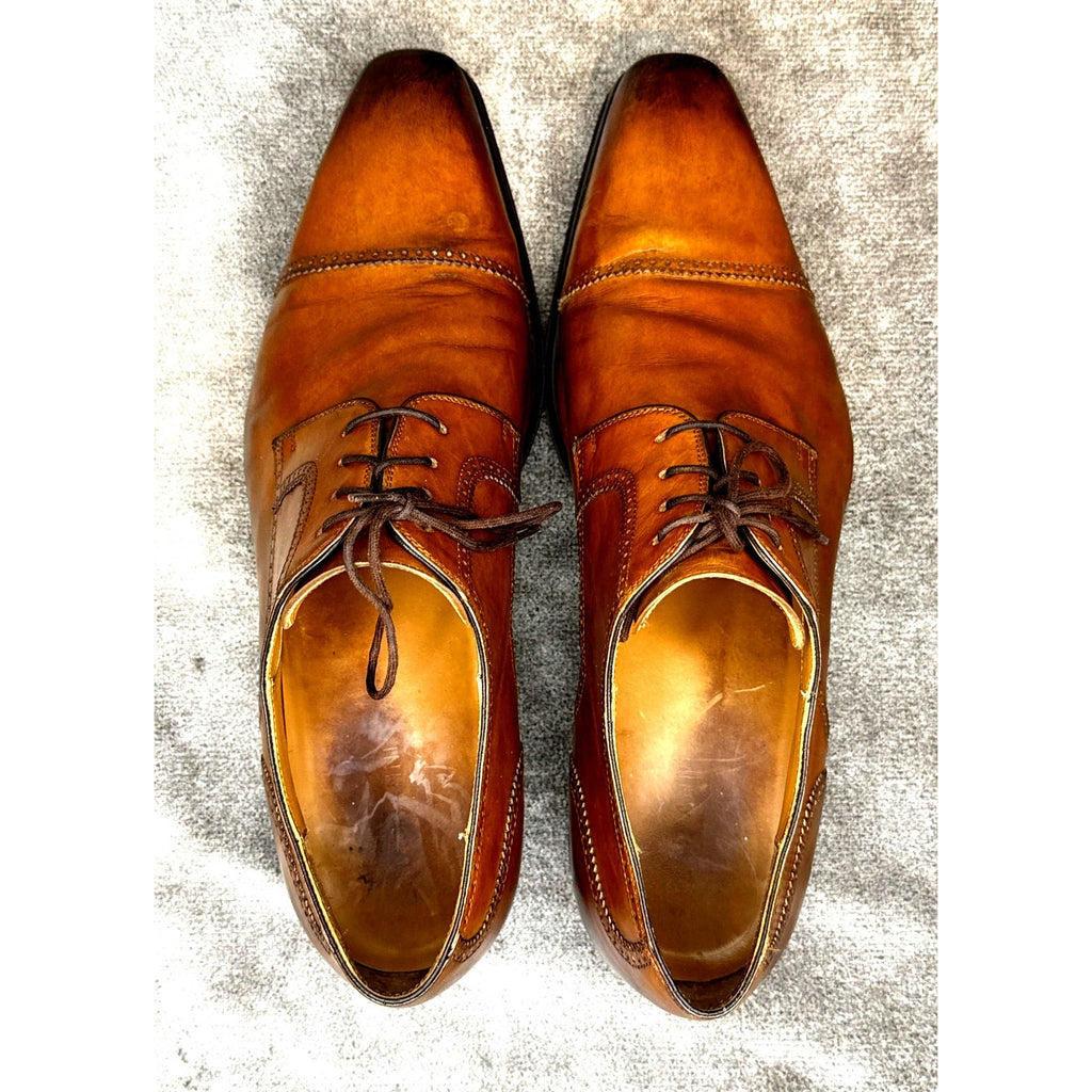 Magnanni 12070 Brown Cap Toe Derby Calf Leather 12M Rubber Sole Spain