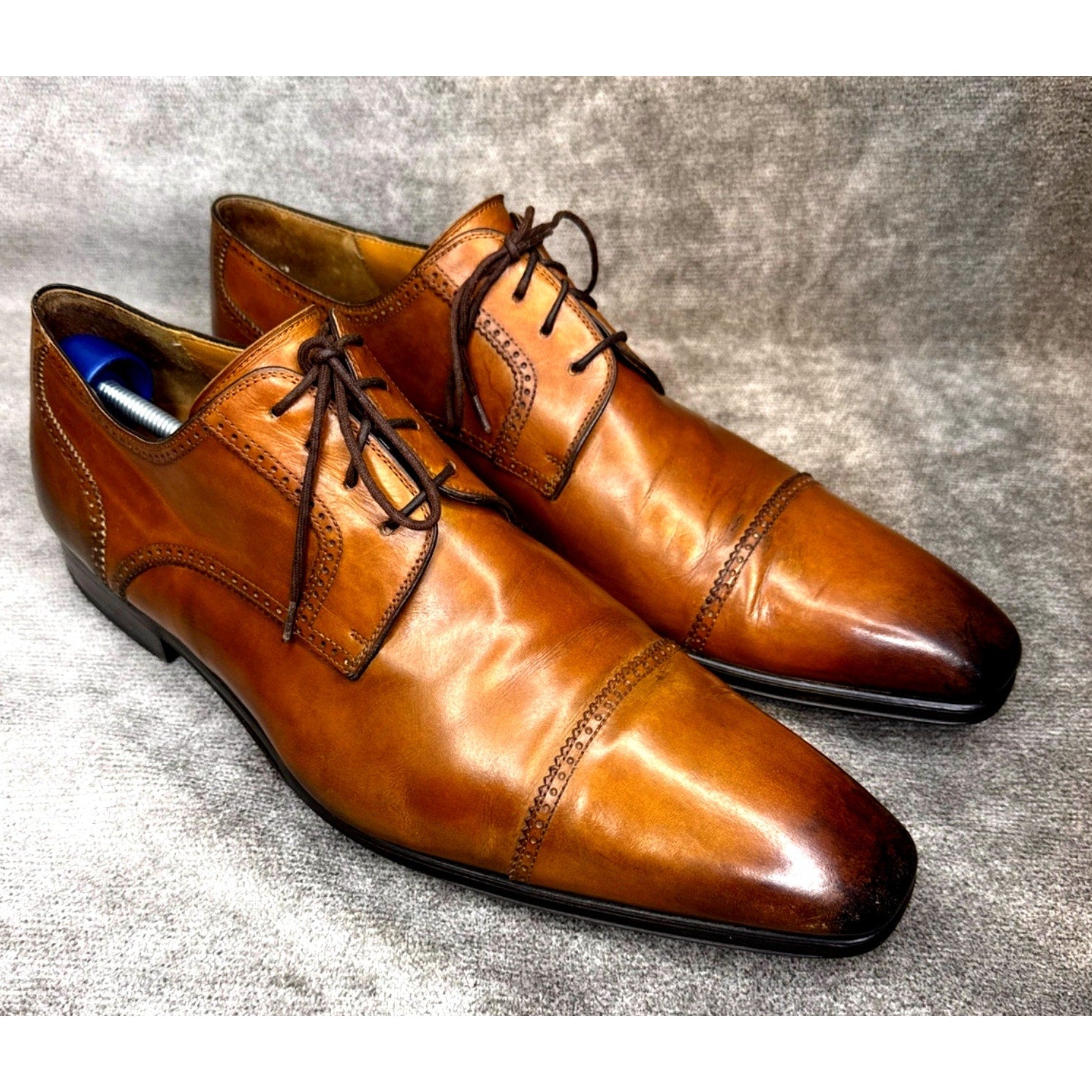 Magnanni 12070 Brown Cap Toe Derby Calf Leather 12M Rubber Sole Spain