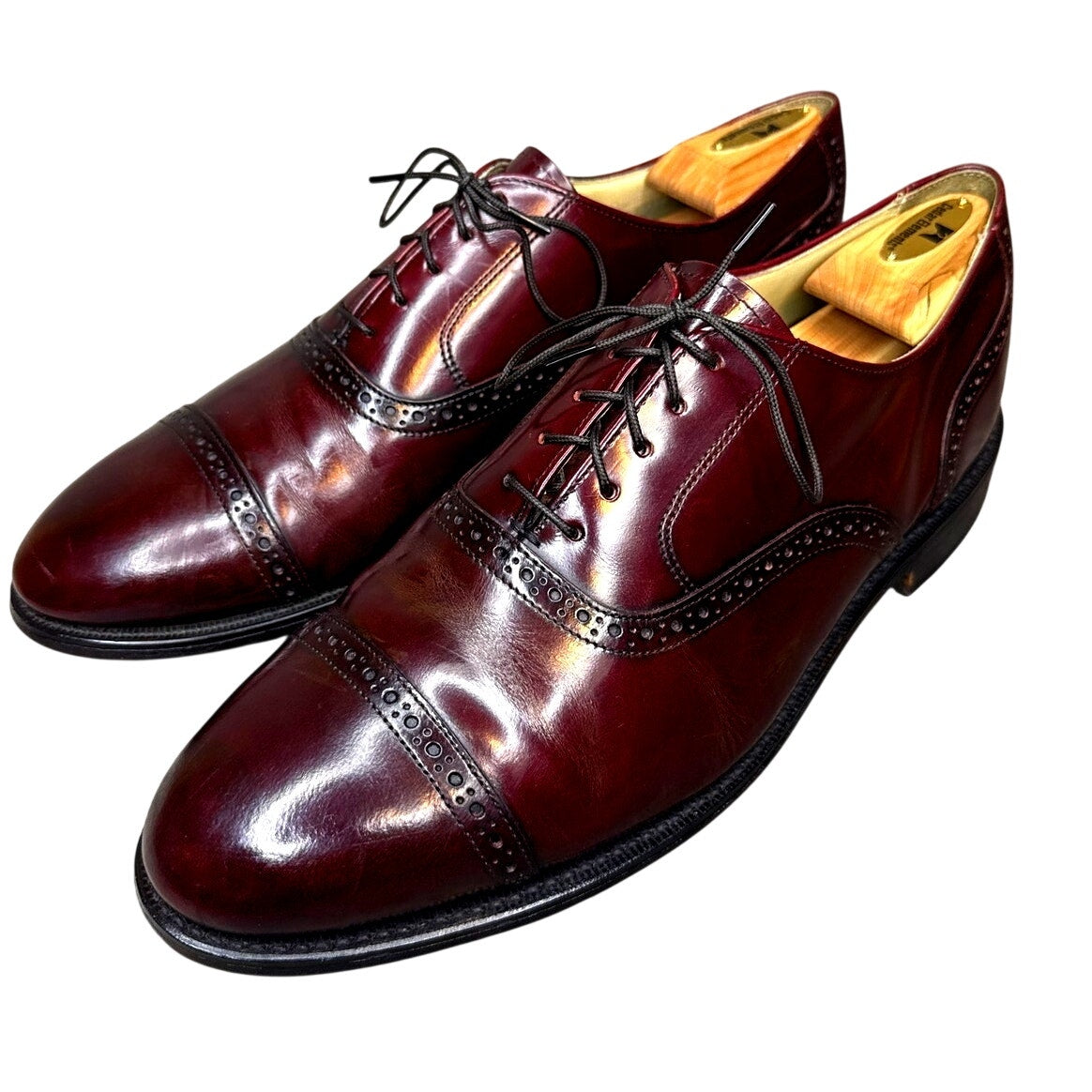 Bostonian Made in USA Burgundy Brogue Oxford 12 D/B Leather Sole