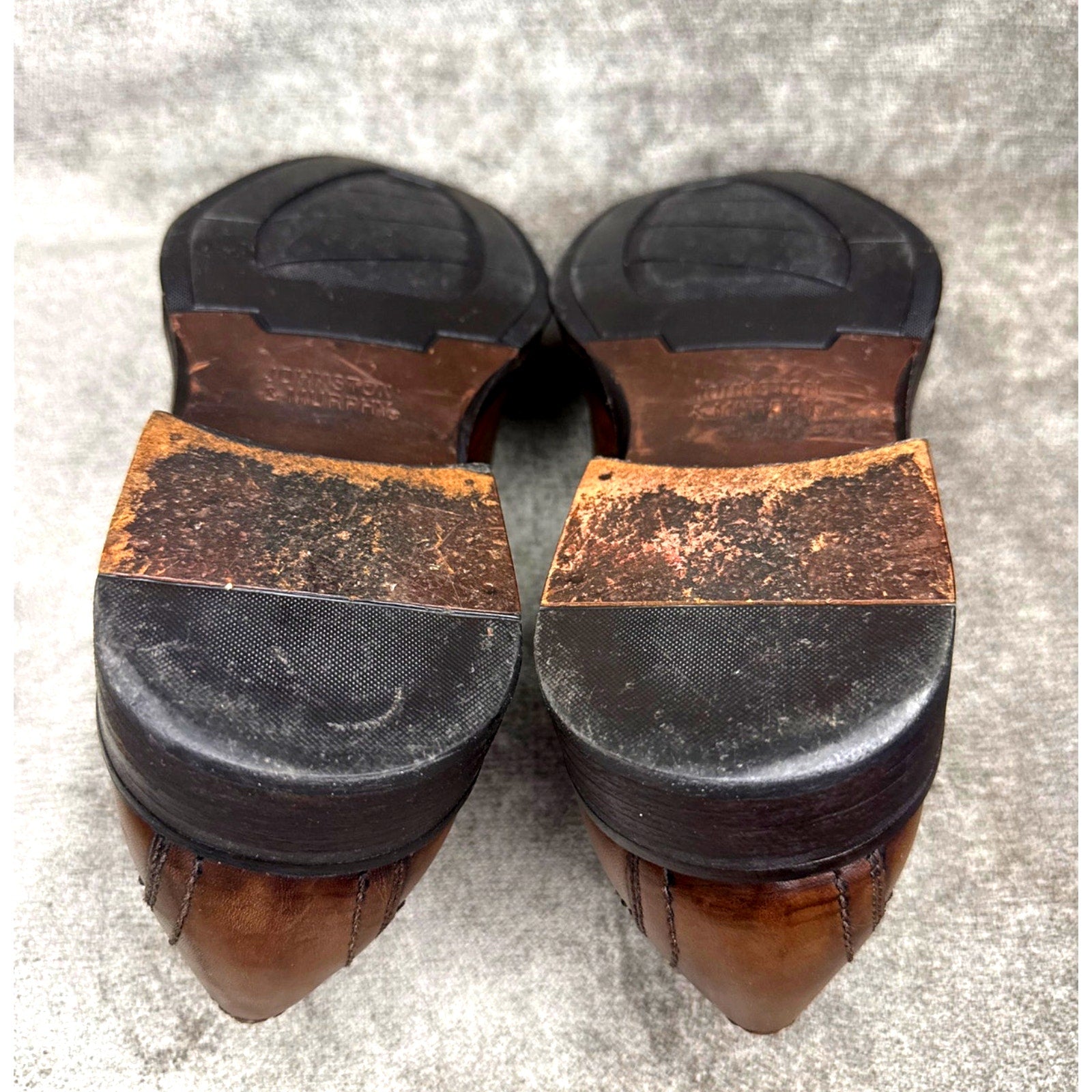 Johnston & Murphy Brown Leather Loafer Square Toe Slip On Mens 11M