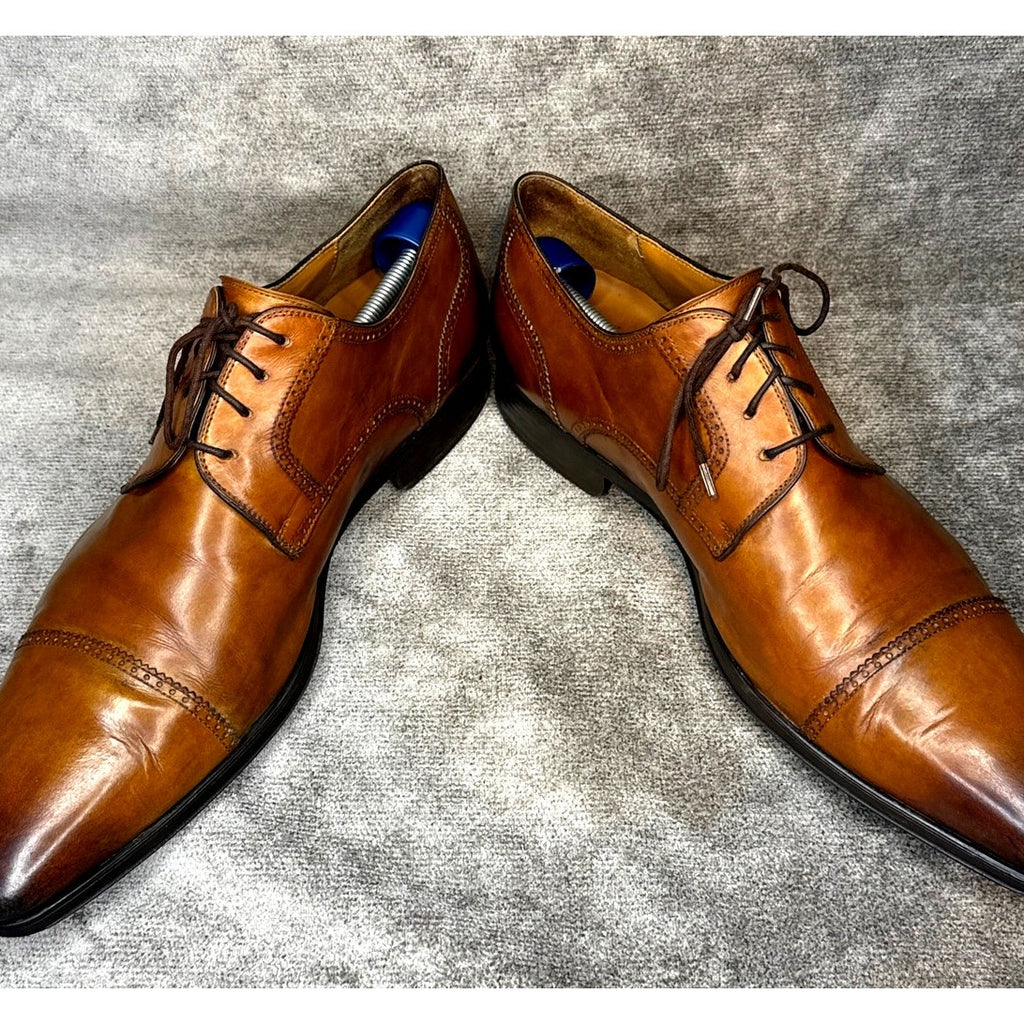 Magnanni 12070 Brown Cap Toe Derby Calf Leather 12M Rubber Sole Spain