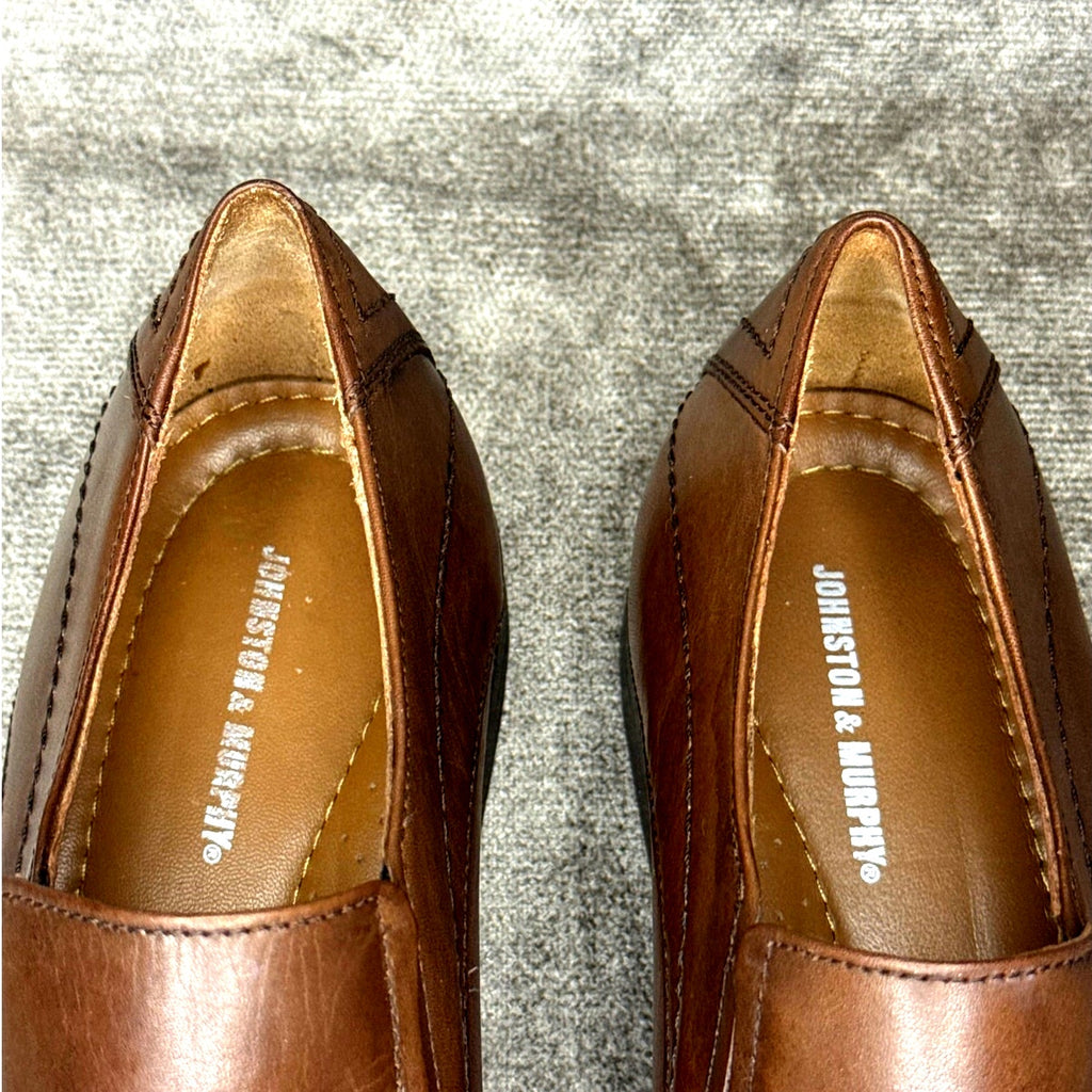 Johnston & Murphy Brown Leather Loafer Square Toe Slip On Mens 11M