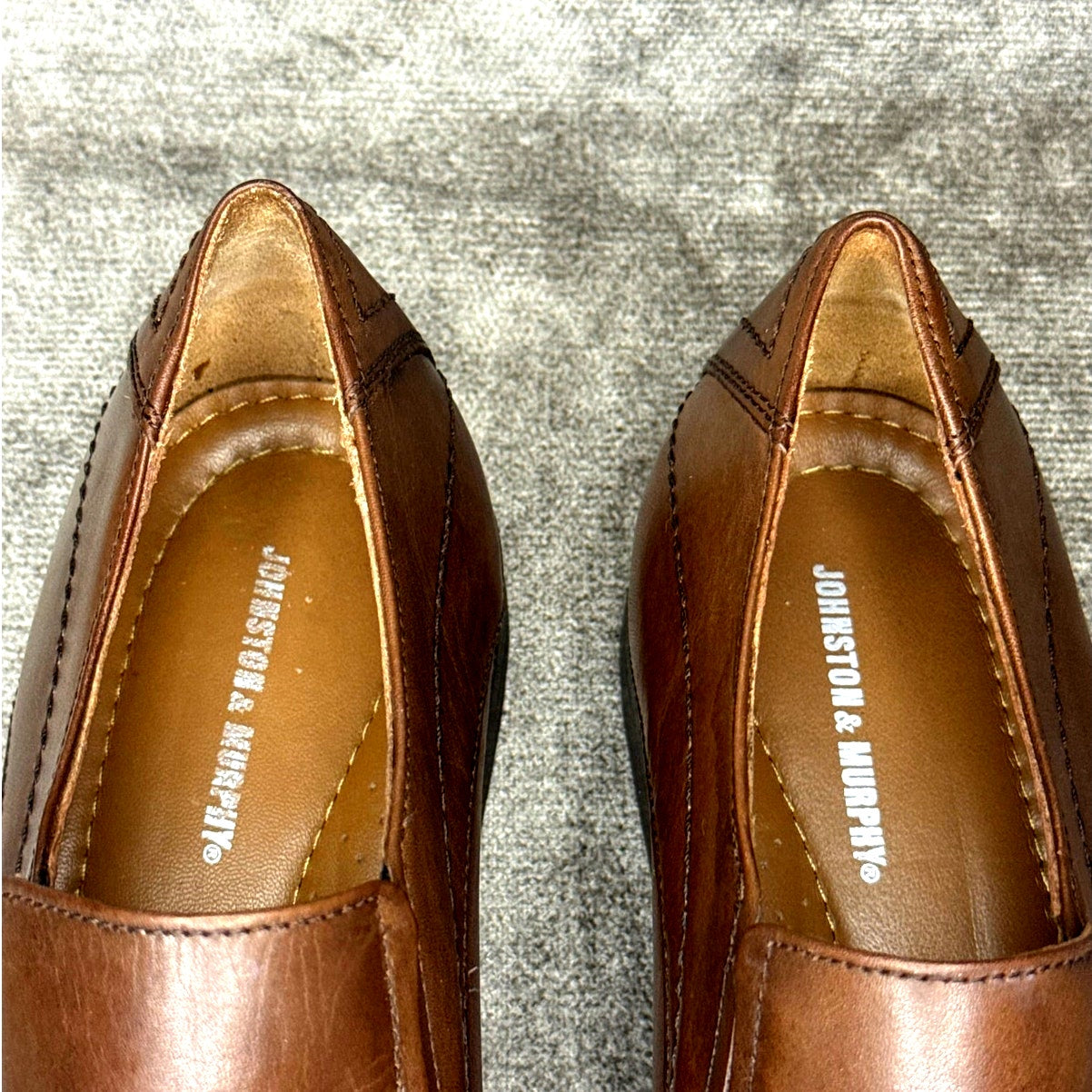 Johnston & Murphy Brown Leather Loafer Square Toe Slip On Mens 11M