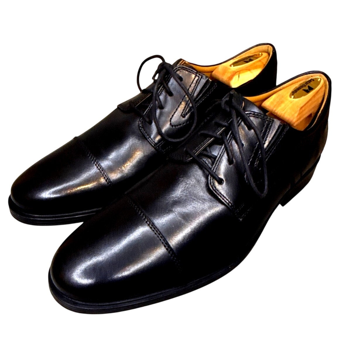 Clarks Tilden Cap 15770 Black Leather Derby 10.5W India Ortholite