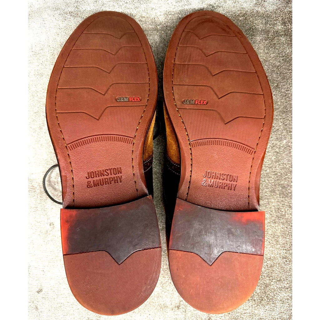 Johnston & Murphy Suede Saddle Oxford Brown 10M Rubber Sole