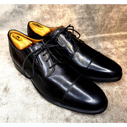 Clarks Tilden Cap 15770 Black Leather Derby 10.5W India Ortholite