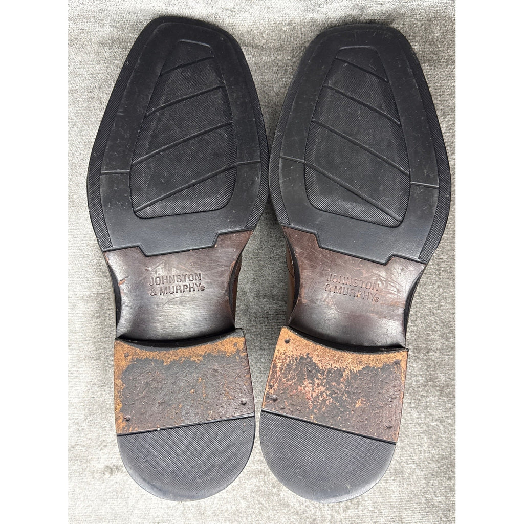 Johnston & Murphy Brown Leather Loafer Square Toe Slip On Mens 11M