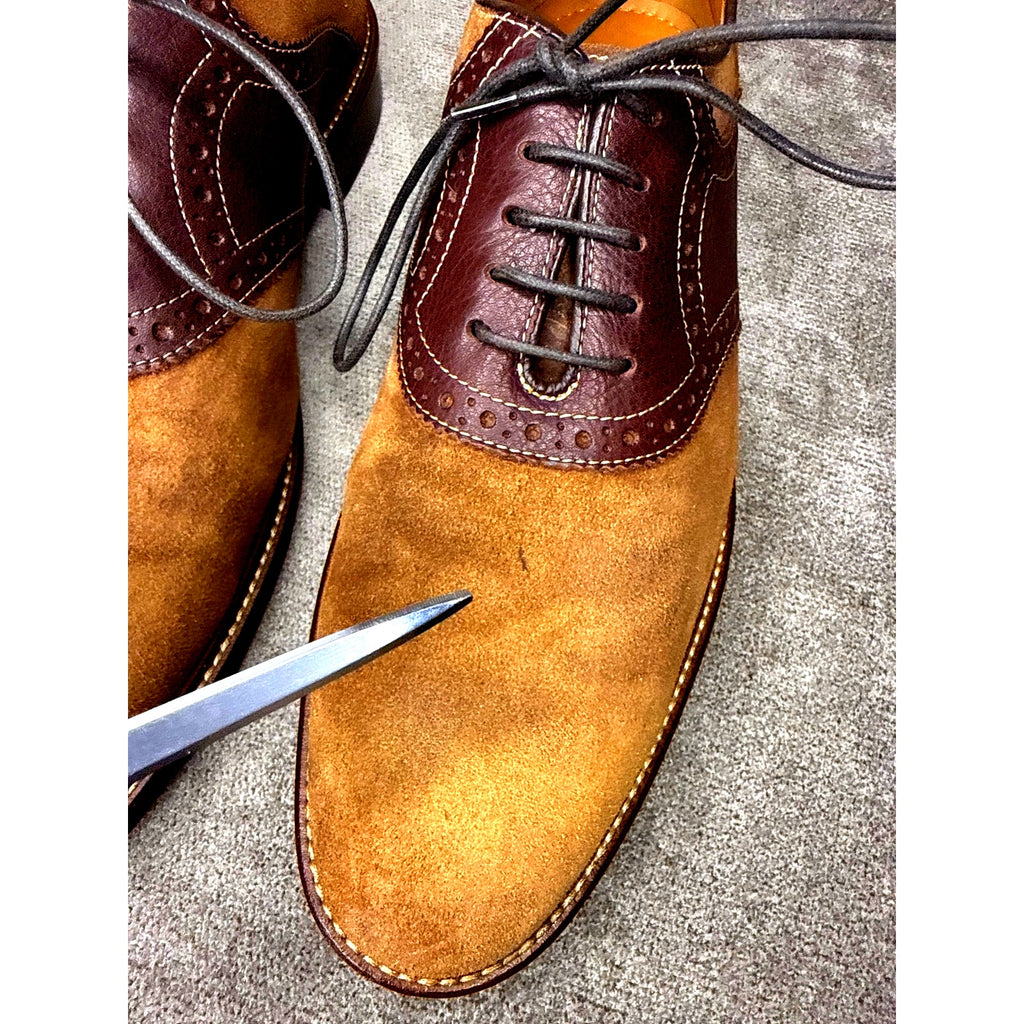 Johnston & Murphy Suede Saddle Oxford Brown 10M Rubber Sole