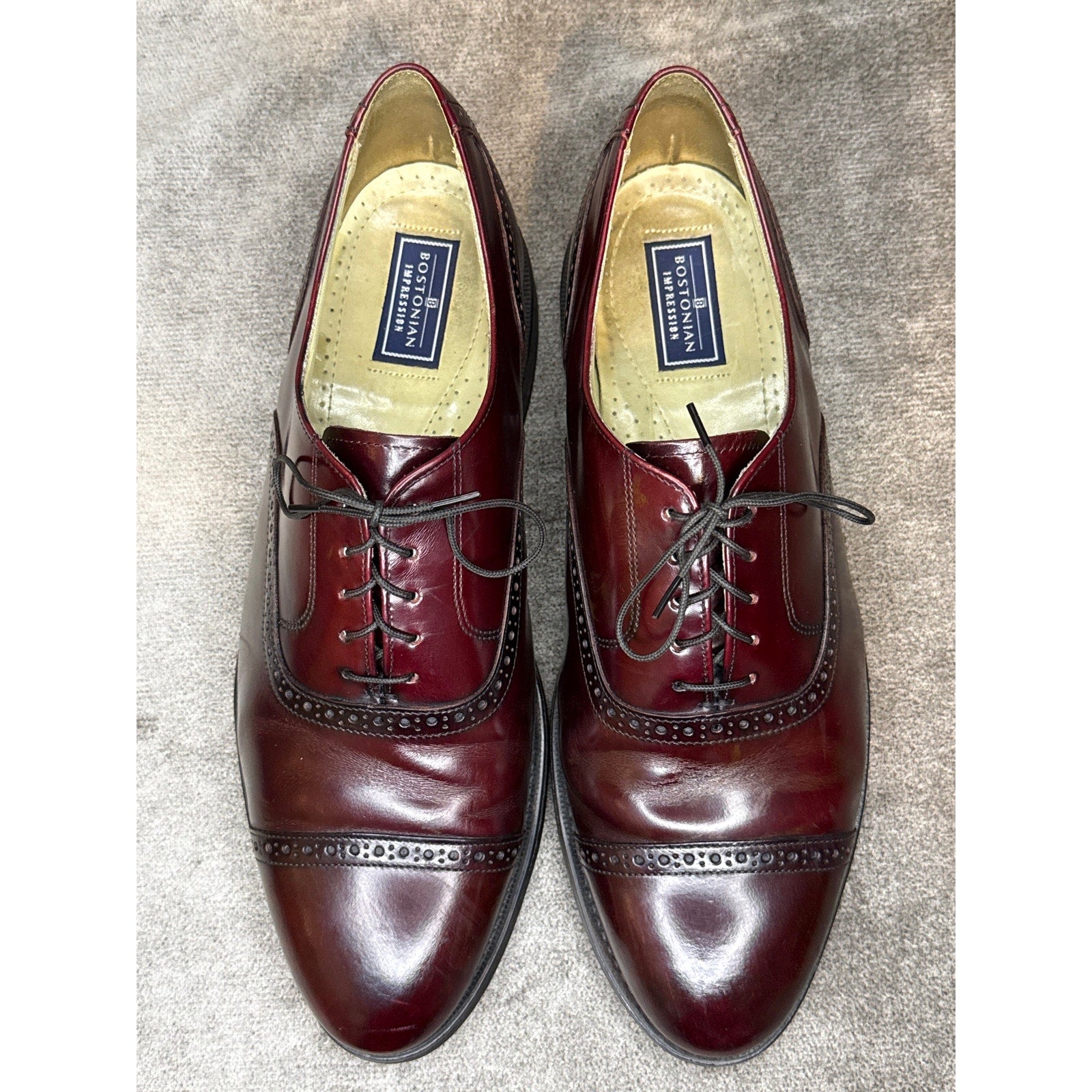 Bostonian Made in USA Burgundy Brogue Oxford 12 D/B Leather Sole