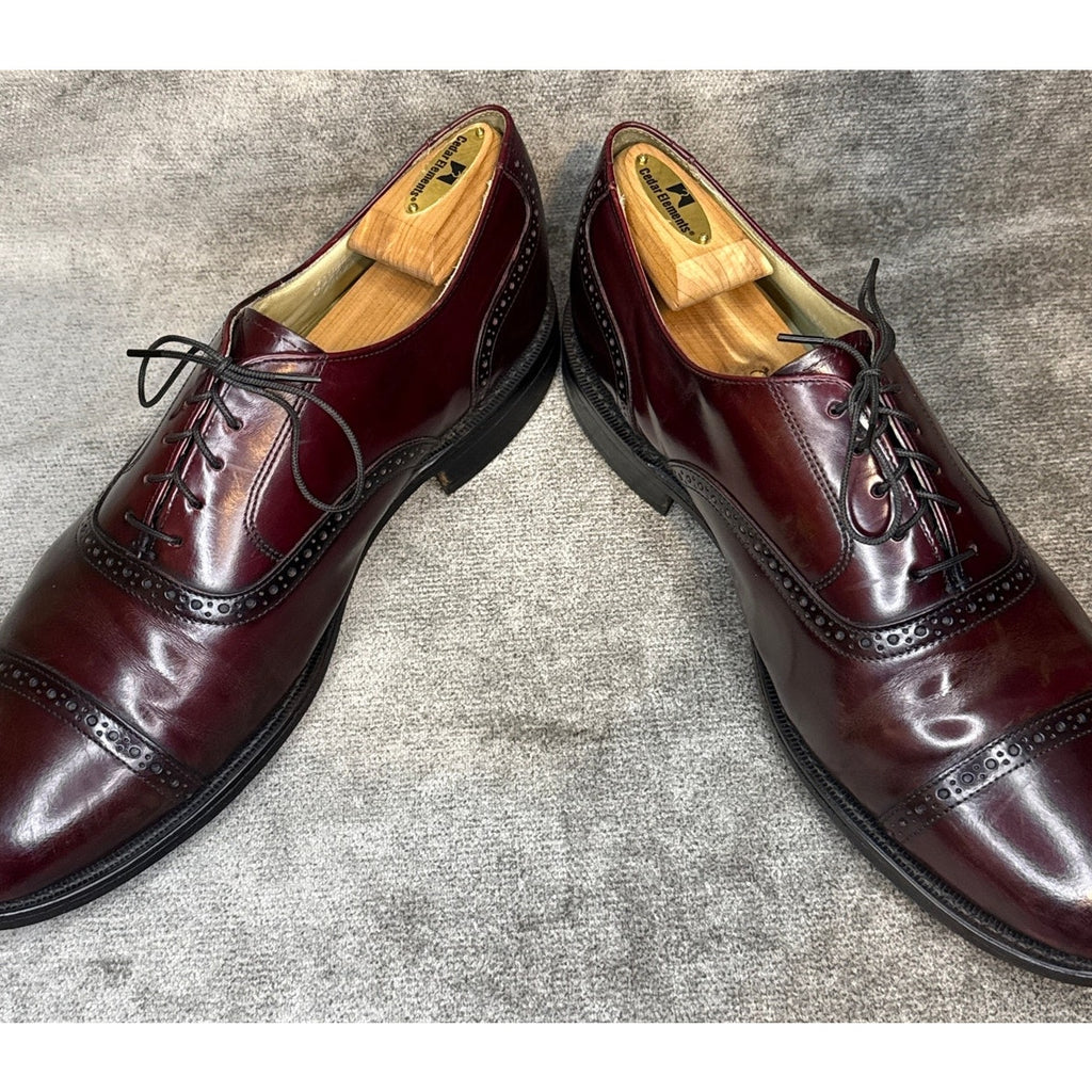 Bostonian Made in USA Burgundy Brogue Oxford 12 D/B Leather Sole