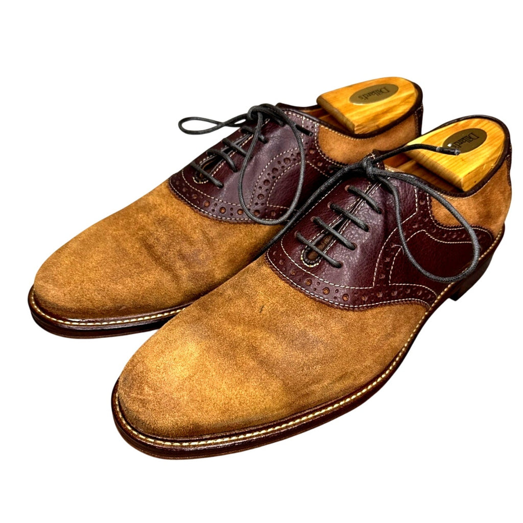 Johnston & Murphy Suede Saddle Oxford Brown 10M Rubber Sole
