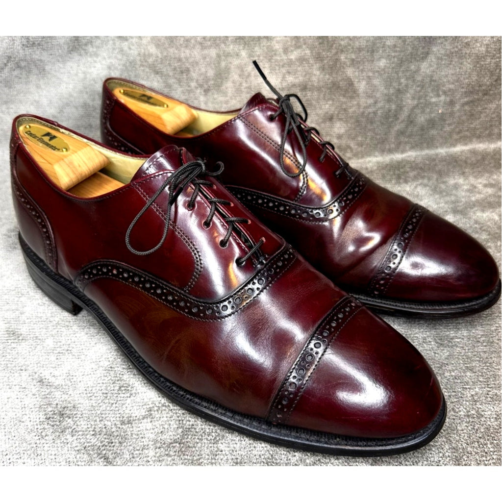 Bostonian Made in USA Burgundy Brogue Oxford 12 D/B Leather Sole