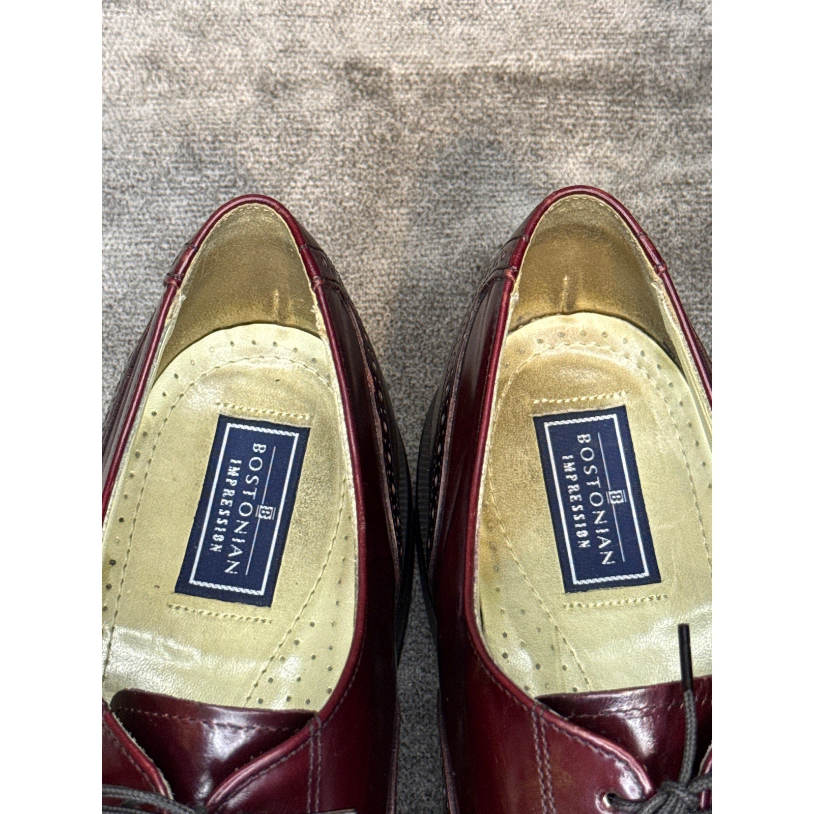 Bostonian Made in USA Burgundy Brogue Oxford 12 D/B Leather Sole